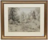 Koepperner Thal by Adolf Hoeffler, 1884, charcoal, offered Jun 2025