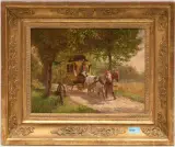 Die Postkutsche by Fritz van der Venne, oil on panel, sold Jun 2025