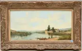 zugeschrieben Fischer in weiter Flusslandschaft by Alfred H. Vickers, oil on canvas, offered Jun 2025