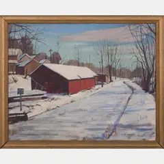 Winter Street Scene by C. E. Vacek, Oil on canvas, offered May 2016