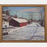 Winter Street Scene by C. E. Vacek, Oil on canvas, offered May 2016
