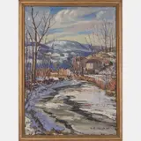 Winter River Landscape by C. E. Vacek, Oil on canvas, offered May 2016