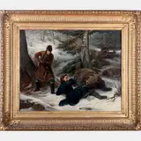 The Bear Hunters by François-Auguste Biard, Oil on canvas, offered Apr 2016