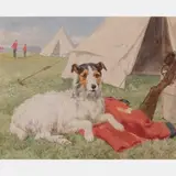 Terrier in a Military Camp by Charles Collins II, Watercolor on paper, offered Apr 2016