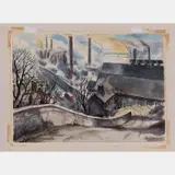 Mills Along the Valley Monogahela River by Robert R. Young, Watercolor on paper, offered Apr 2016