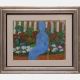 Blue Man with Flowers by William Schock, Acrylic on paper, offered Apr 2016