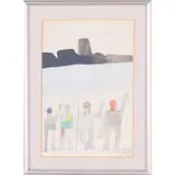 Figures in a Landscape by Benicio Nunez, Watercolor on paper, offered Mar 2016