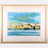 Coastal Scene by Stephane Le Grec, Watercolor on paper, offered Mar 2016