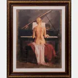 Nude Female Playing the Piano by Tomasz Rut, Giclee on canvas, offered Mar 2016