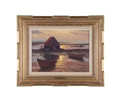 Blue Rocks" - 20th century by Leonard C. Lane, oil on canvas, sold May 2026