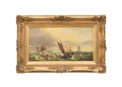 Fishing Boats off the Northfleet Light by Arthur Joseph Meadows, oil on canvas, sold May 2026