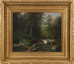 landscape painting by Hermann Herzog, oil on canvas, sold Jun 2024