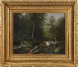landscape painting by Hermann Herzog, oil on canvas, sold Jun 2024