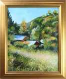 Landscape with House by Dan Cashman, oil on canvas, sold Apr 2022