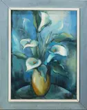 Blue Lilies by Barbara West, oil on board, sold Apr 2022