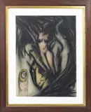 Expressionist Figural Scene by Fritz Zillig, 1947, pastel on paper, sold Apr 2022