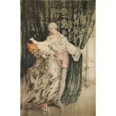 Cassanova by Louis Icart, 1928, etching with aquatint with hand coloring, sold May 2022