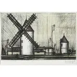 Les Moulins (Windmills) by Bernard Buffet, 1953, lithograph in colors, sold May 2022