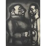 Face a Face" from "Miserere," (1922-1927) by Georges Rouault, 1948, etching with aquatint, sold May 2022