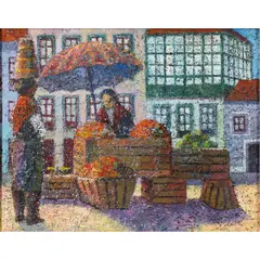 Market Scene by Manuel de Arce, 1965, oil on canvas, sold May 2022