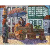 Market Scene by Manuel de Arce, 1965, oil on canvas, sold May 2022