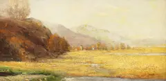Farm in Upstate New York by Robert Vonnoh, oil on board, sold May 2022
