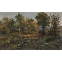 Stouts Creek by Meyer Straus, oil on canvas (laid down on board), sold May 2022