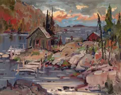 At the Sea, N.B by Bruno Cote, oil on board, sold Sep 2026