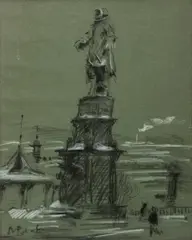 Champlain Monument, Quebec, P.Q. by Robert Pilot, pastel, sold Sep 2026