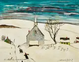 En allant à la messe de six heures, 1987 by Normand Hudon, 1987, oil on board, sold Sep 2026