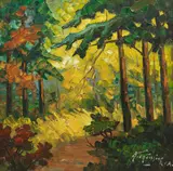 Forest Scene by Armand Tatossian, oil on canvas, sold Sep 2026