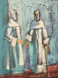 Monks by Henri Leopold Masson, oil on board, sold Sep 2026