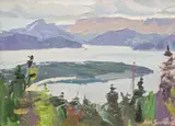 Gross Morn Nat. Park, Nfld., 1975 by Ron Simpkins, 1975, oil on board, sold Sep 2026