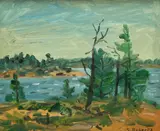 Trees at Edge of Island, Georgian Bay by William Goodridge Roberts, oil on board, sold Sep 2026