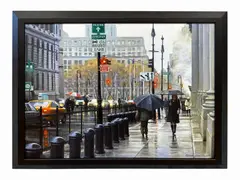 Manhattan Rains by Bruce Braithwaite, oil on canvas, sold Sep 2024