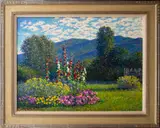 Anne's Hollyhocks - Taos by Malcolm Hughes, Oil on Canvas, sold Mar 2024