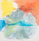 Large Contemporary Abstract Expressionist Composition by Elfi Schuselka, Acrylic on Canvas in the manner of Paul Jenkins (American, sold Mar 2024