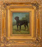 Rottweiler Portrait by Laura E. Cassidy, Oil on Board, sold Mar 2024
