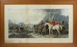 FORES’S NATIONAL SPORTS, FOX HUNTING, PLATE 1 by The Meet, LARGE FRAMED 19TH C. COLORED LITHOGRAPH, sold Apr 2021