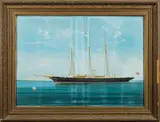 SY Lyra' (1888):drawing-watercolour by Luigi Roberto, watercolour, sold Aug 2020