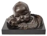 Untitled by Barbara Tribe, Bronze head of a child, 'Paul': signed mounted on a rectangular black marble base, offered Jan 2020