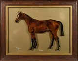 Scamp': reverse glass oil portrait of a horse by Timothy B Whitby, oil, sold May 2019