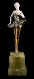 An ivory and patinated bronze figure of a ballet dancer: mounted to a green onyx base by Ferdinand Preiss, bronze, sold Jan 2019