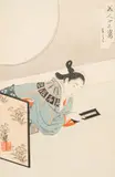 From Beauties of The Twelve months, The Eleventh month; a woodblock print by Toshihide Migita, print, sold Jan 2018