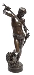 David the Conqueror bronze with dark brown patination by Antonin Mercié, bronze, sold Jan 2018