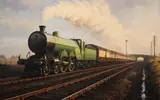 LNER 4-4-2 locomotive no 4423 at steam by Nicholas Trudgian, oil on canvas, sold May 2017