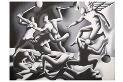 Preview: Barley Mow Centre by Mark Kostabi, oil on canvas, sold Jan 2024