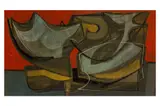 Untitled by Leigh Davis, oil on board, offered Dec 2023