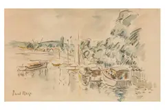 Untitled by Paul Lucien Maze, watercolour and charcoal, offered Dec 2023