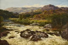 A flood on the llugwy, north wales by Benjamin Williams Leader, 1886, oil, sold Dec 2022